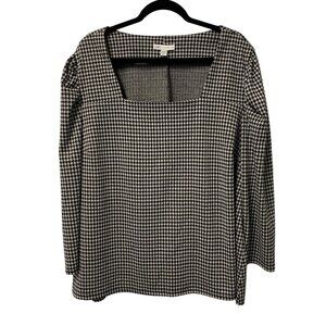CATO BLOUSE HOUNDSTOOTH SQUARE NECK SIZE 22/24W PUFF SLEEVE CAREER ARTSY CAPSULE
